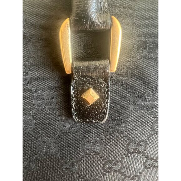 Gucci Black GG Canvas & Leather Tote Bag Gold-Tone Hardware Authentic Made In It - Picture 3 of 9